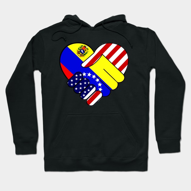 Venezuela Flag USA Flag Handshake Spanish Latino Hispanic Food Culture Hoodie by hispanicworld